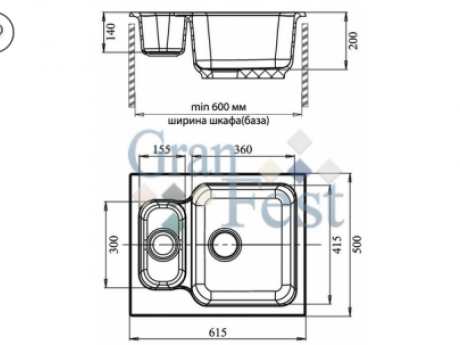 Композитная кухонная мойка GranFest Standart GF-S615K