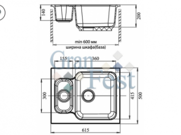 Композитная кухонная мойка GranFest Standart GF-S615K
